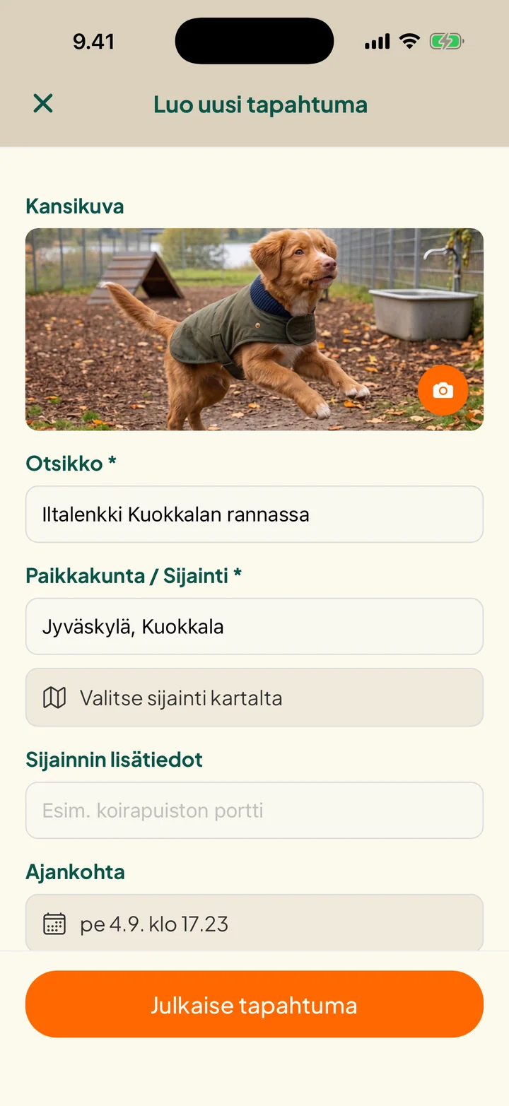 Tapahtuman luonti